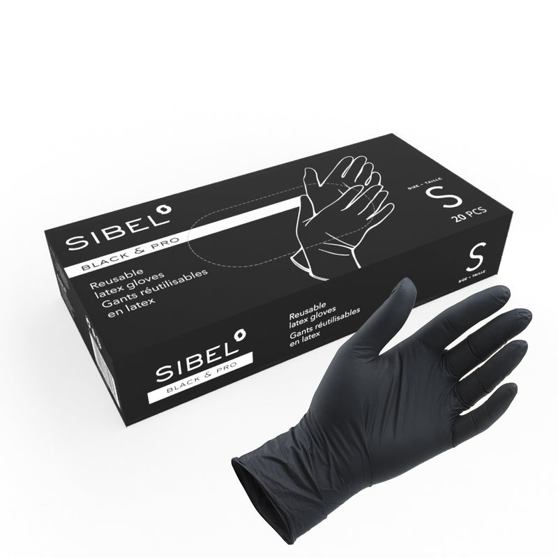 Sibel Black and Pro Reusable Gloves Black 20pcs (Sizes)